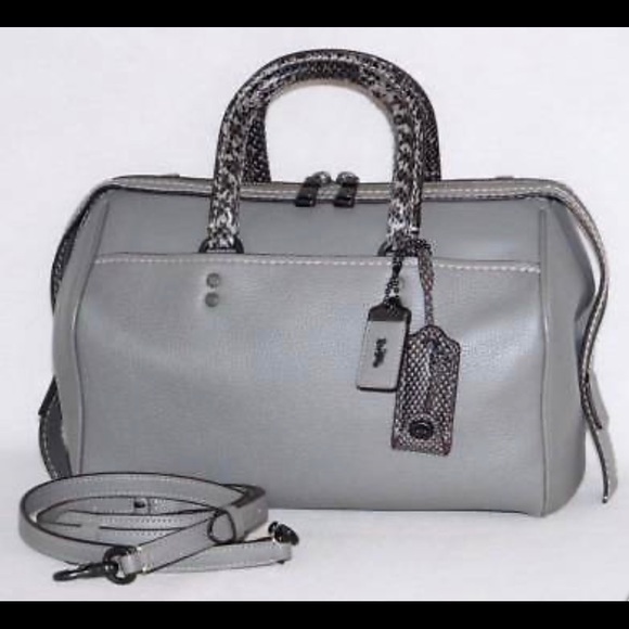 Coach Handbags - NWT Coach Rogue 1941 with snakeskin grey.